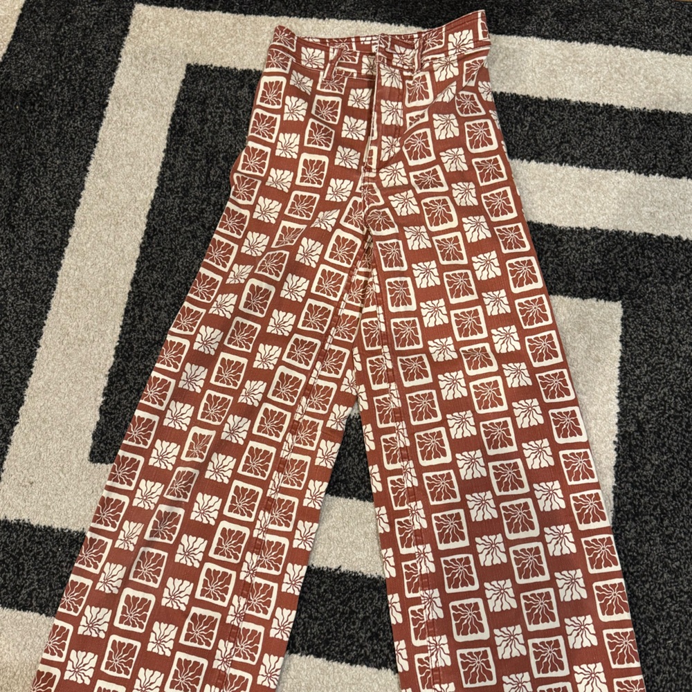 Billabong brown and cream wide leg jeans